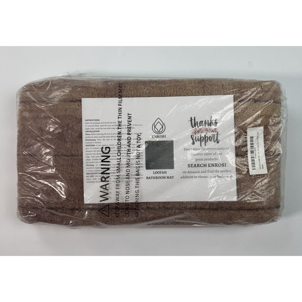 Enkosi Anti Slip Loofah Bathroom Shower Mat 24" x 32" Brown Wood Teak